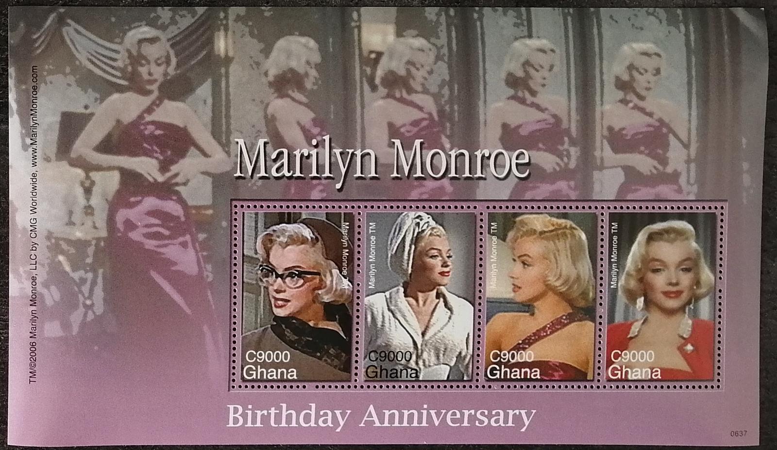 Ghana 2007 9€ 80 let Marilyn Monroe, Herečka a zpěvačka, Osobnosti