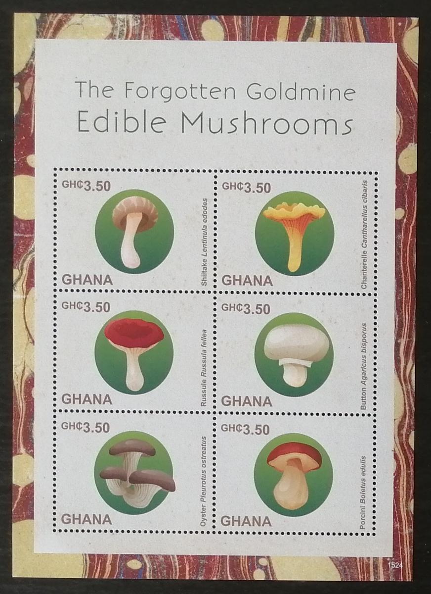 Ghana 2015 Mi.4620-5 16€ Jedlé houby světa, mykologie