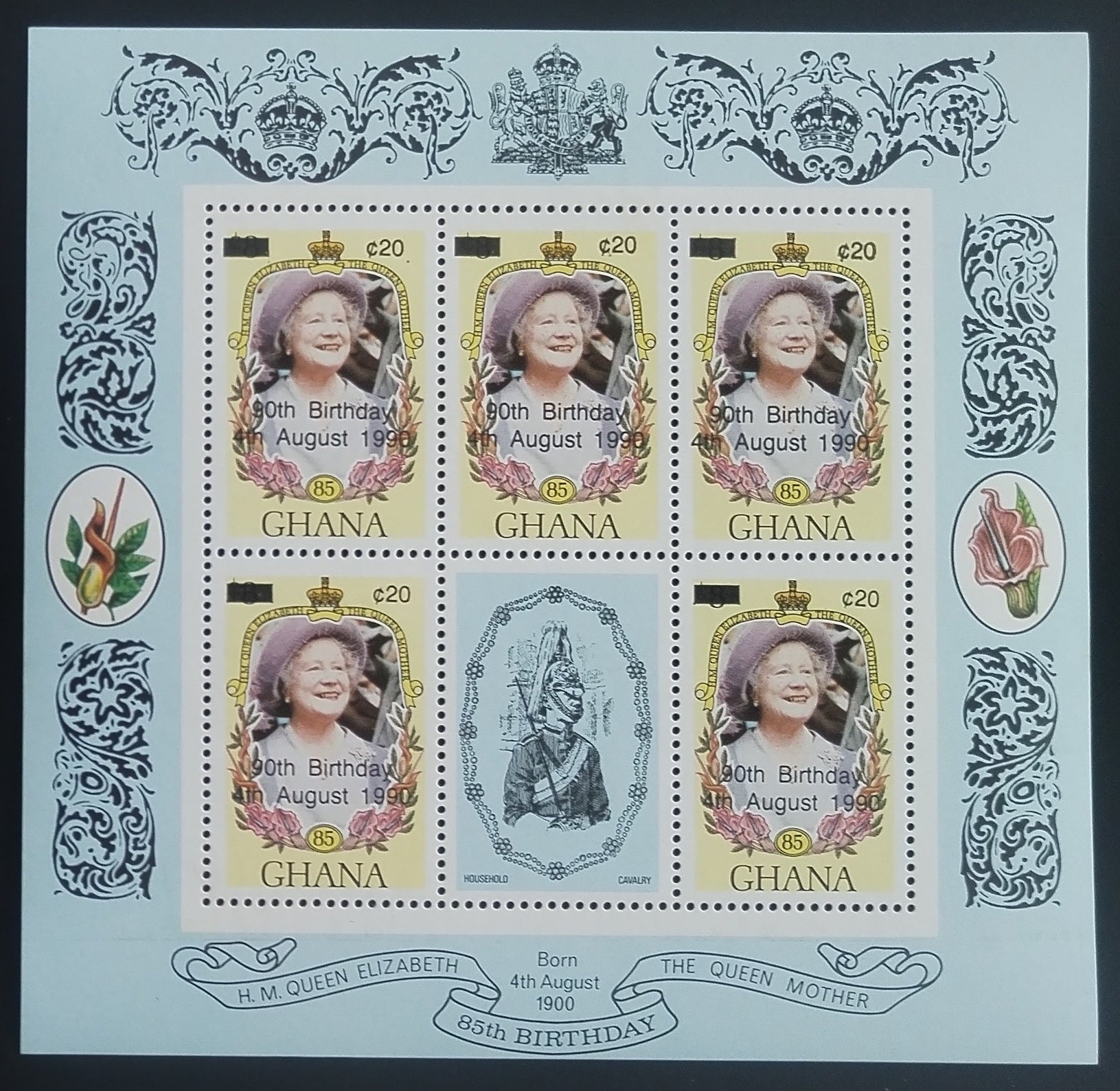 Ghana 1990 Přetisk narozenin královny matky - 20c