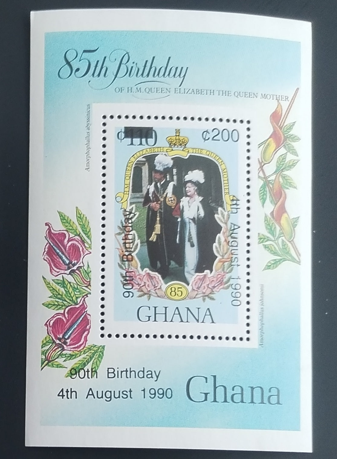 Ghana 1990 Přetisk narozenin královny matky