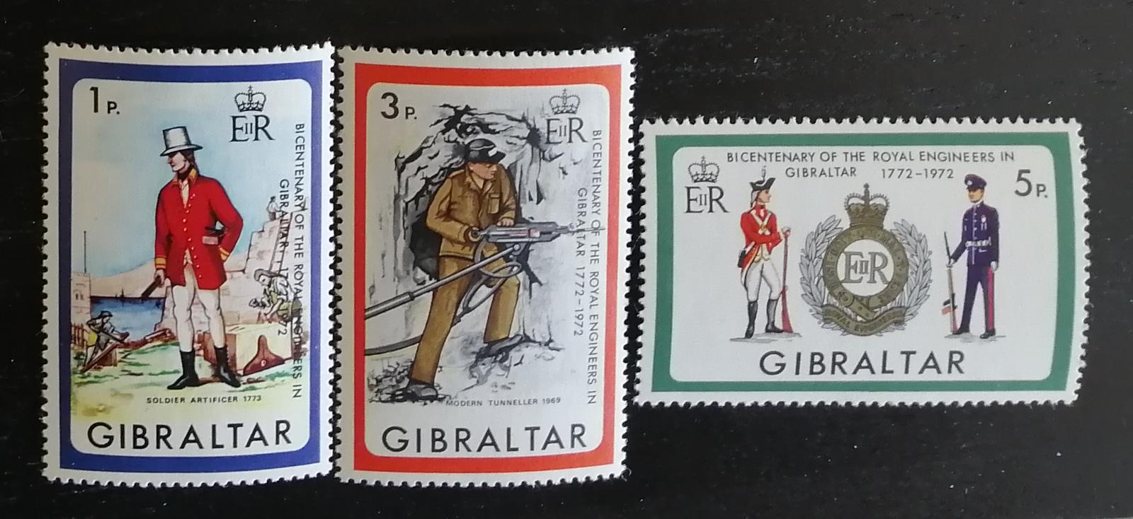 Gibraltar 1972 - komplet, výročí královských inženýrů, armáda