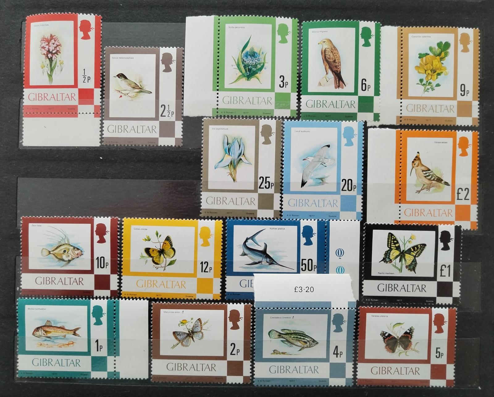 Gibraltar 1977 Definitiva - Fauna a flora země s popisy na lepu