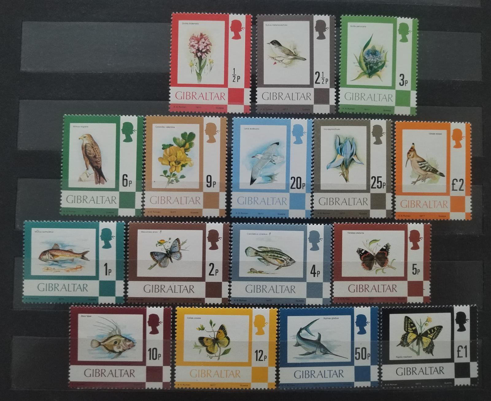 Gibraltar 1977 Definitiva - Fauna a flora země s popisy na lepu
