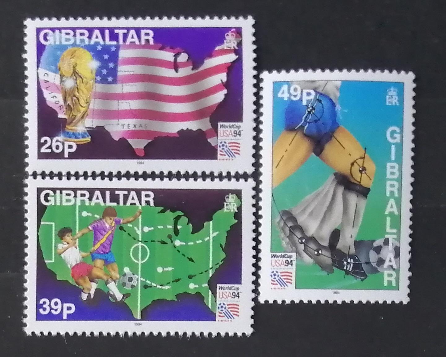 Gibraltar 1994 Mi.687-9 4,5€ Mistrovství ve fotbale USA, Sport