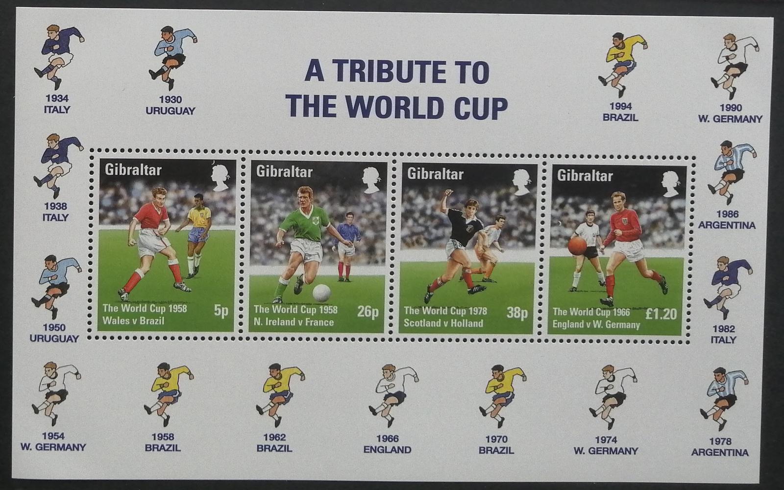 Gibraltar 1998 Bl.31 7€ Světový pohár ve fotbale, sport