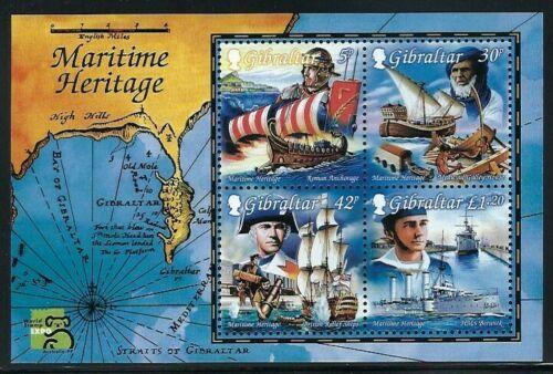 Gibraltar 1999 Mi.871-4 Bl. 35 8€ historické lodě, doprava, mořeplavci