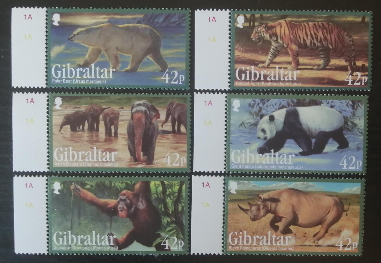 Gibraltar 2011 Mi.1431-6 - Ohrožená fauna, medvědi, tygři, pandy 6€