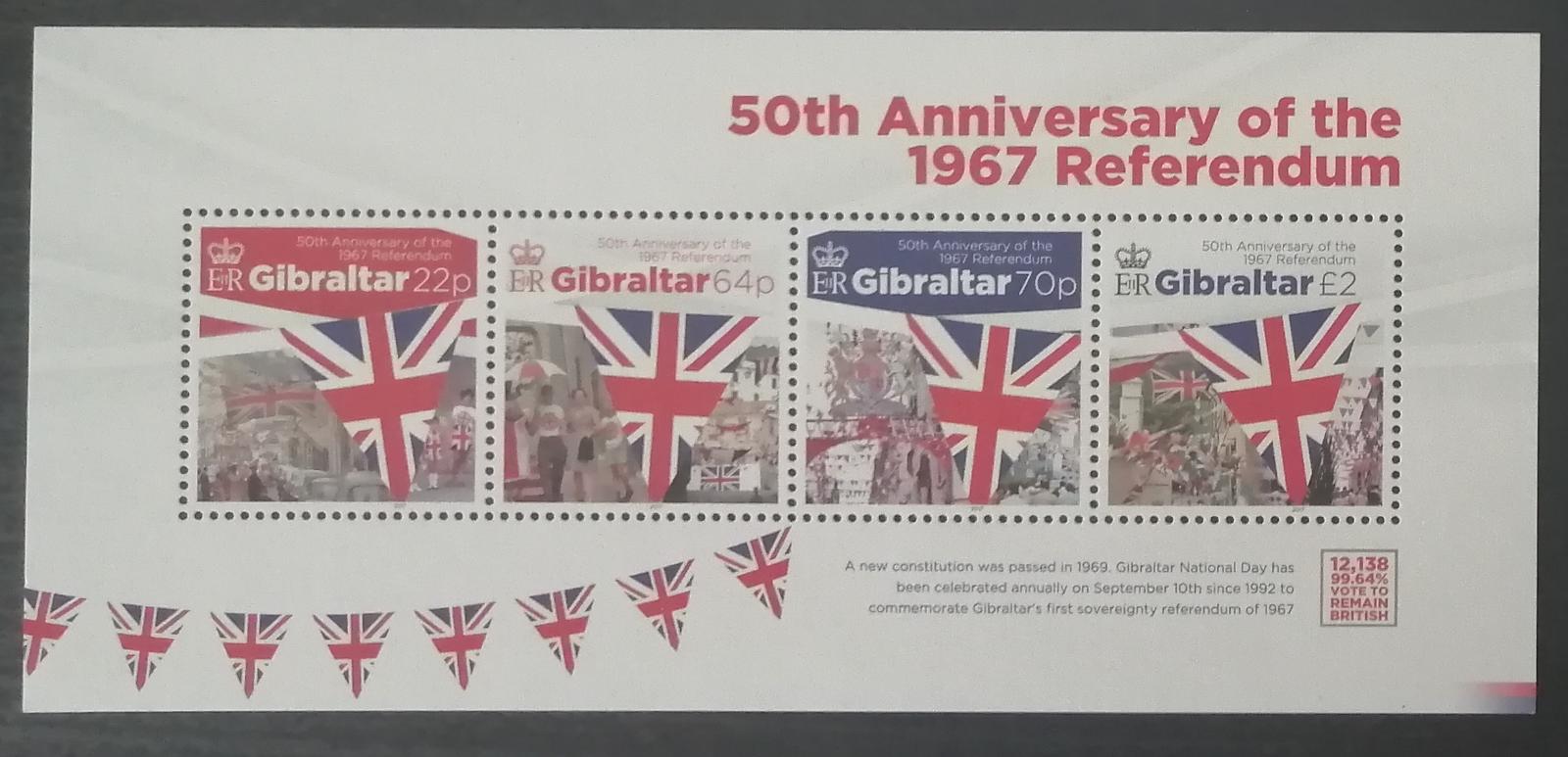 Gibraltar 2017 Bl.129 9,5€ Výročí referenda o setrvání, vlajky