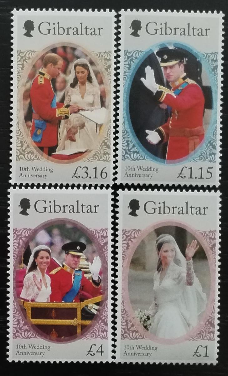 Gibraltar 2021 Výročí svatby prince Williama a Kate za 55% nominálu!