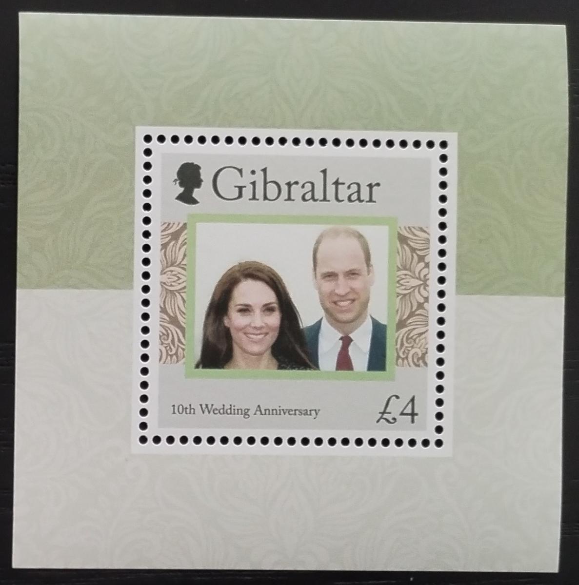 Gibraltar 2021 Výročí svatby prince Williama a Kate za 60 % nominálu!