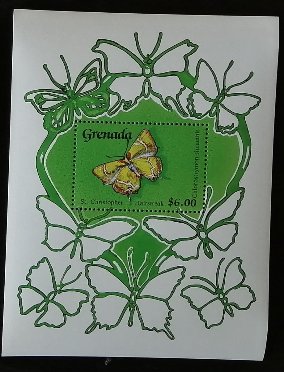 Grenada 1989 Bl.230 7,5€ Motýli a hmyz ostrova, Chlorostrymon simaethi