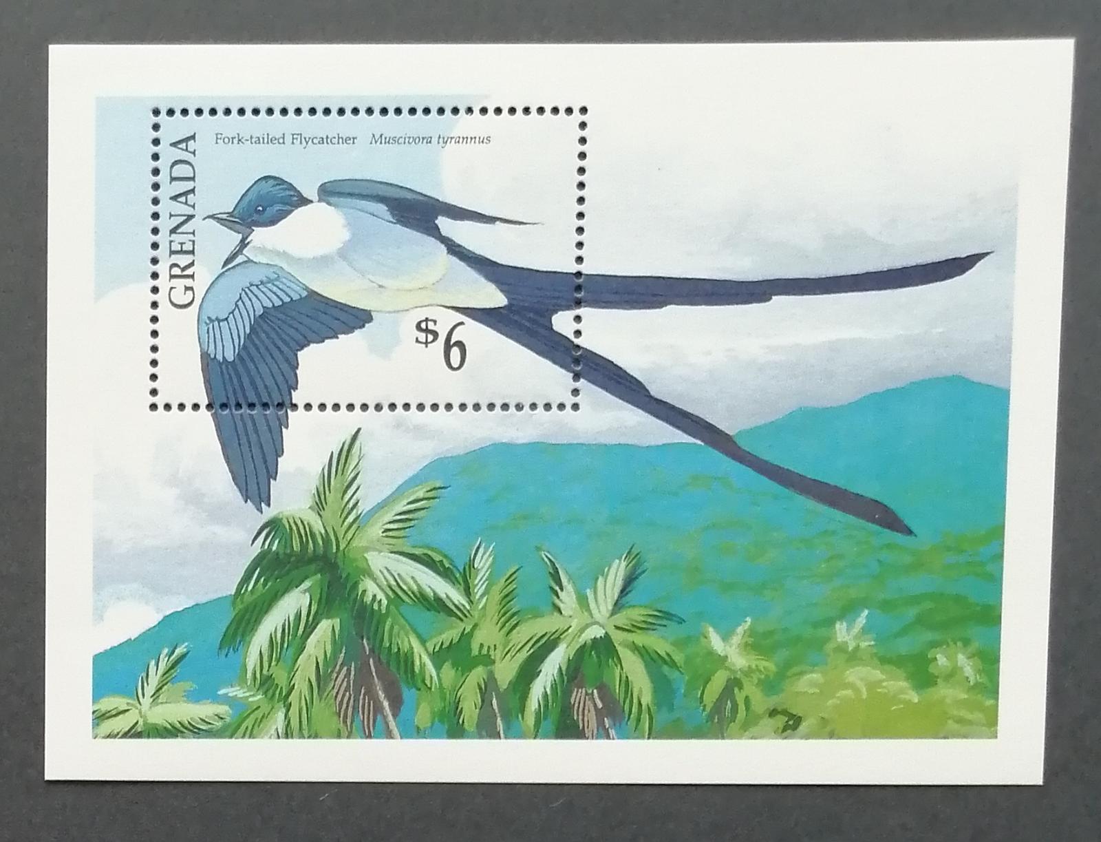 Grenada 1990 Bl.258 9€ Tyran savanový, ptáci ostrova, fauna