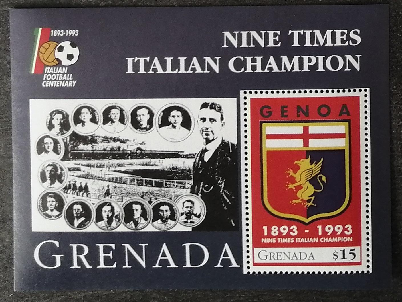 Grenada 1993 Bl.347 15€ Století italského fotbalu, FC Janov a sport