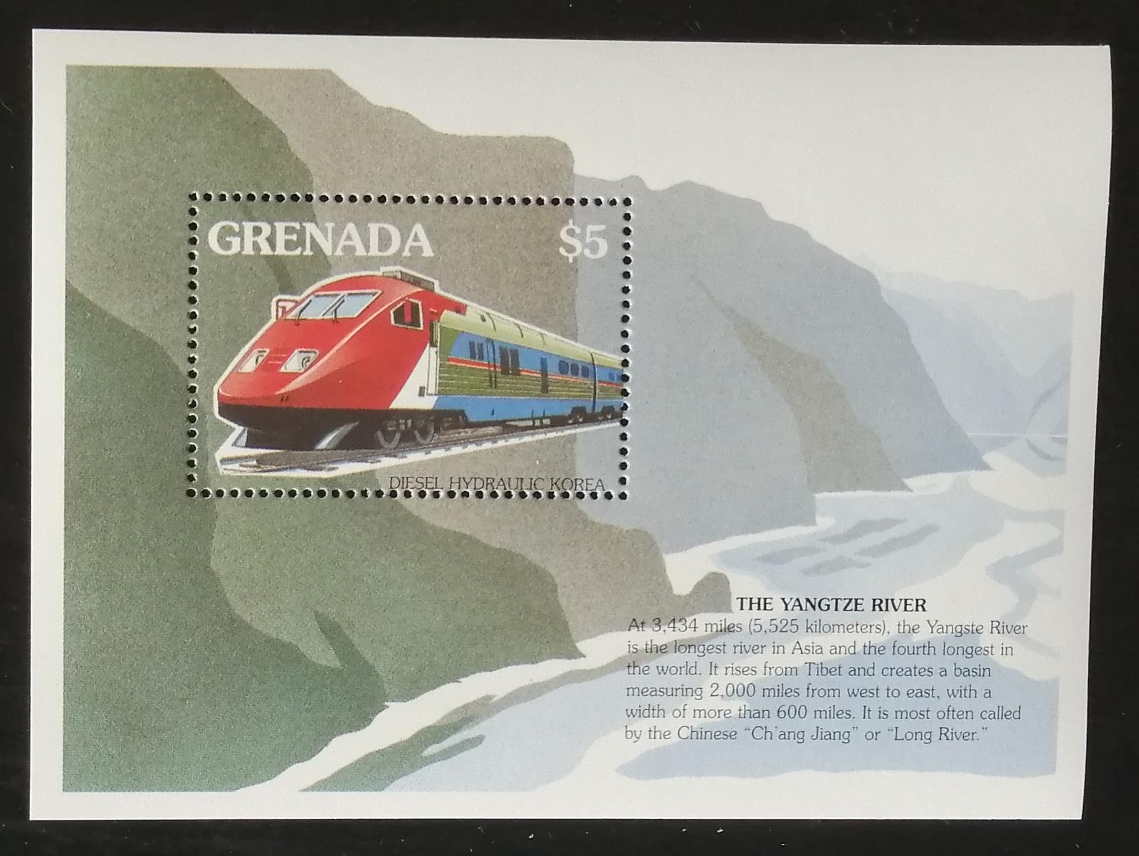Grenada 1995 Bl.401 6€ Korejské vlaky, lokomotivy a doprava