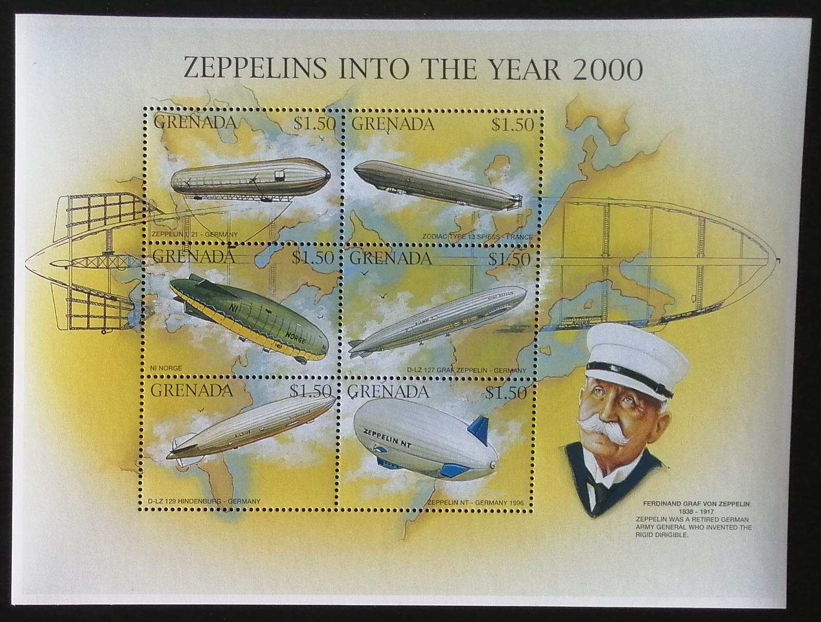 Grenada 1996 Mi.3290-5 24€ Zepelíny a vzducholodě 20. století