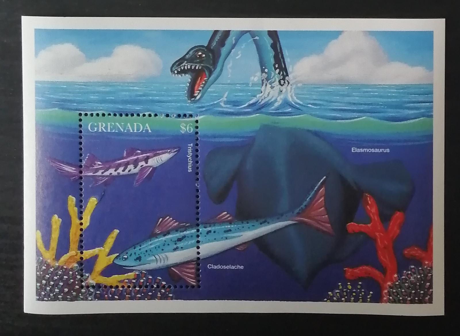 Grenada 1997 Bl.454 8€ Vodní dinosauři a pravěká fauna, ryby
