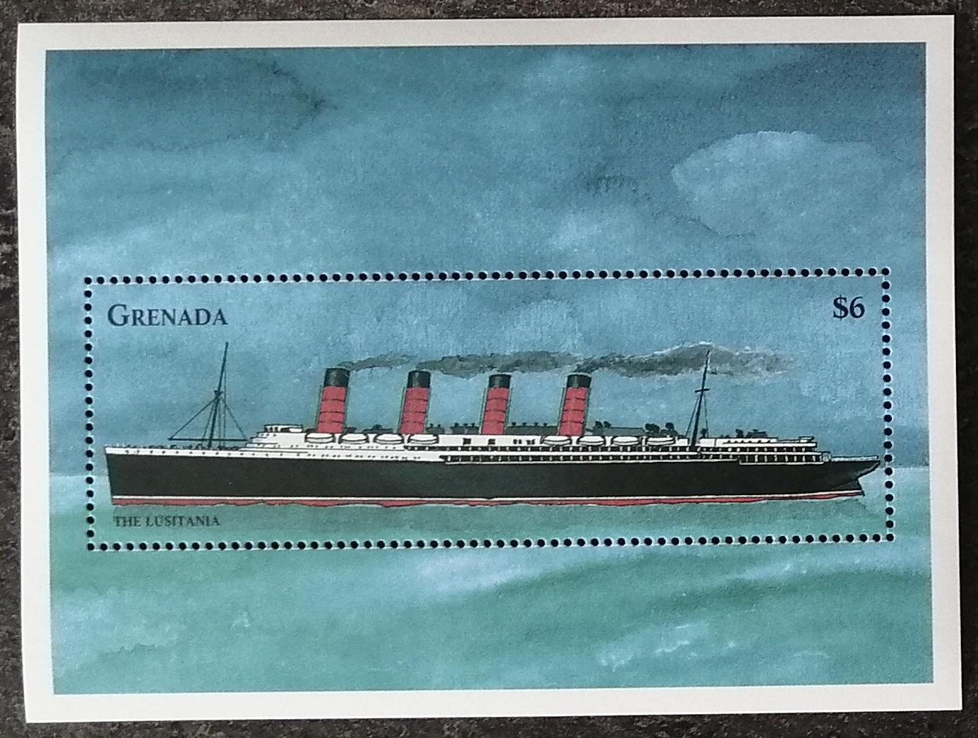 Grenada 1998 Bl.485 5,5€ Lodě a plachetnice světa, „Lusitania“