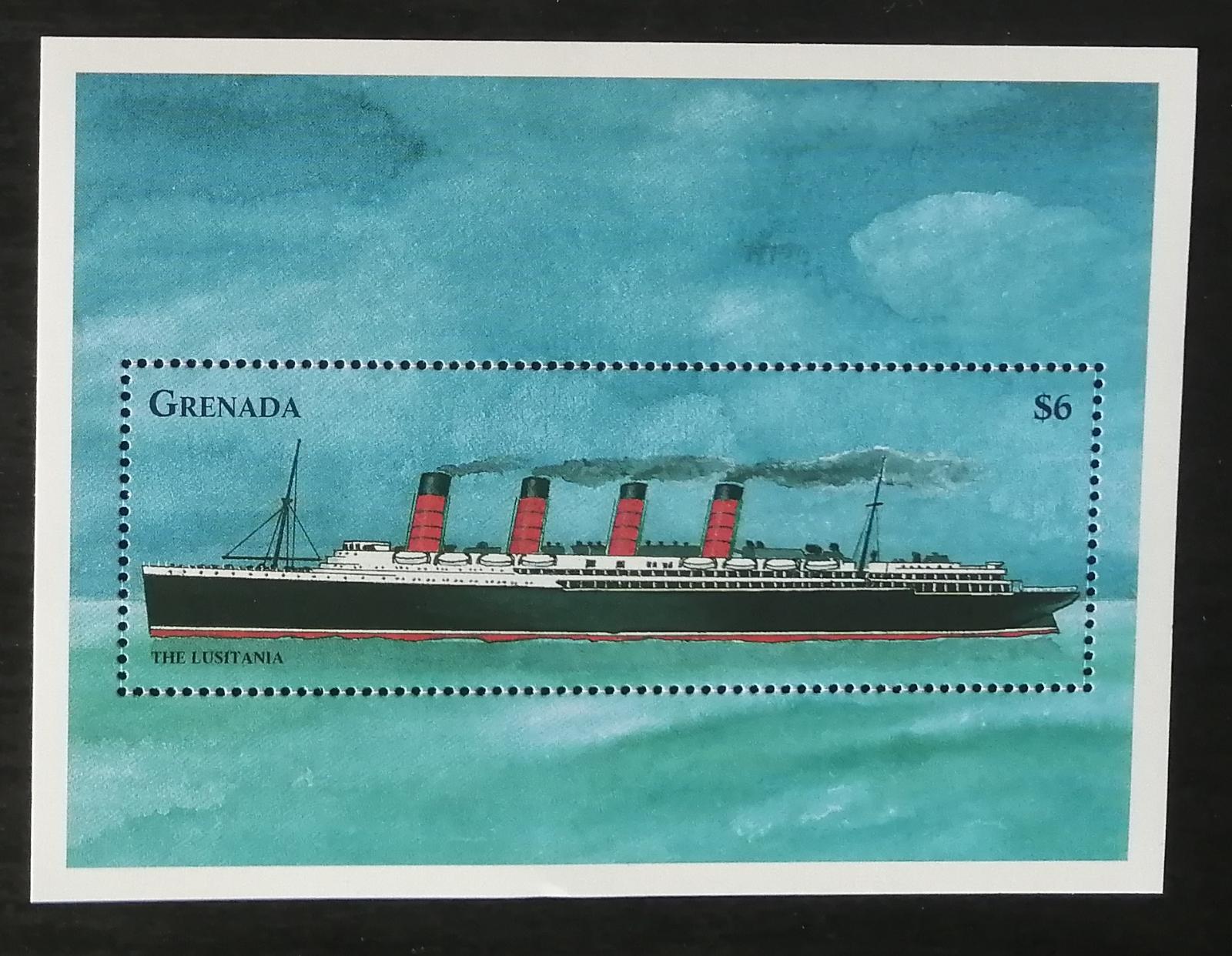 Grenada 1998 Bl.485 5,5€ Známé lodě, parník Lusitania