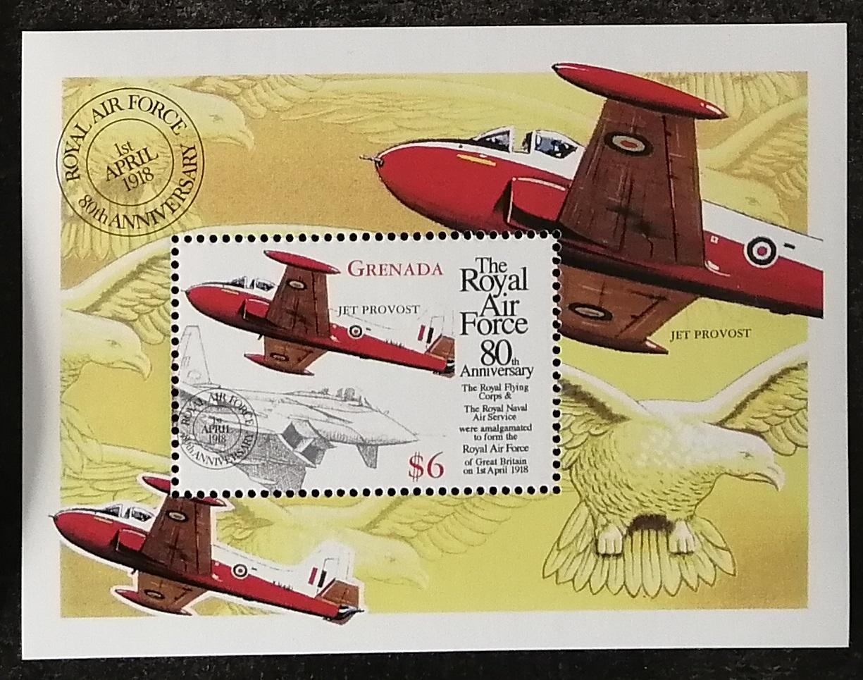 Grenada 1998 Bl.504 7€ 80 let RAF, Letadla a stíhačky