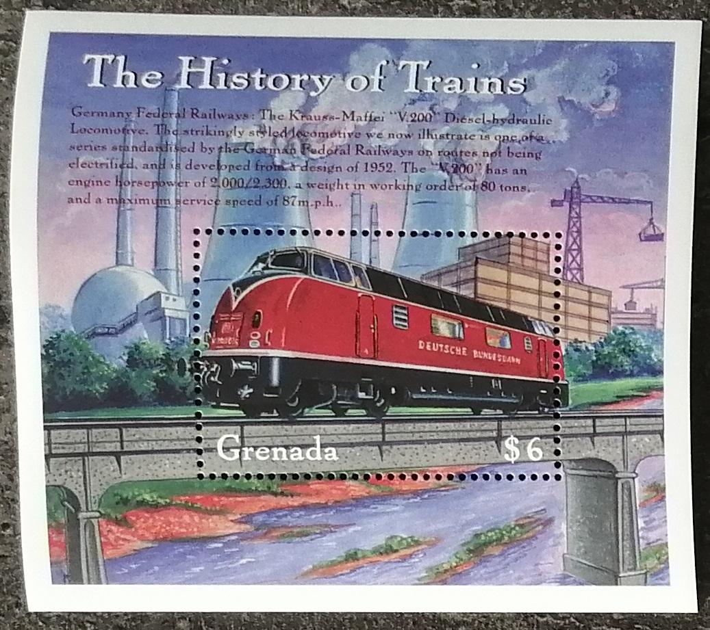 Grenada 2000 Bl.576 7€ Historie německé železnice - vlak Krauss