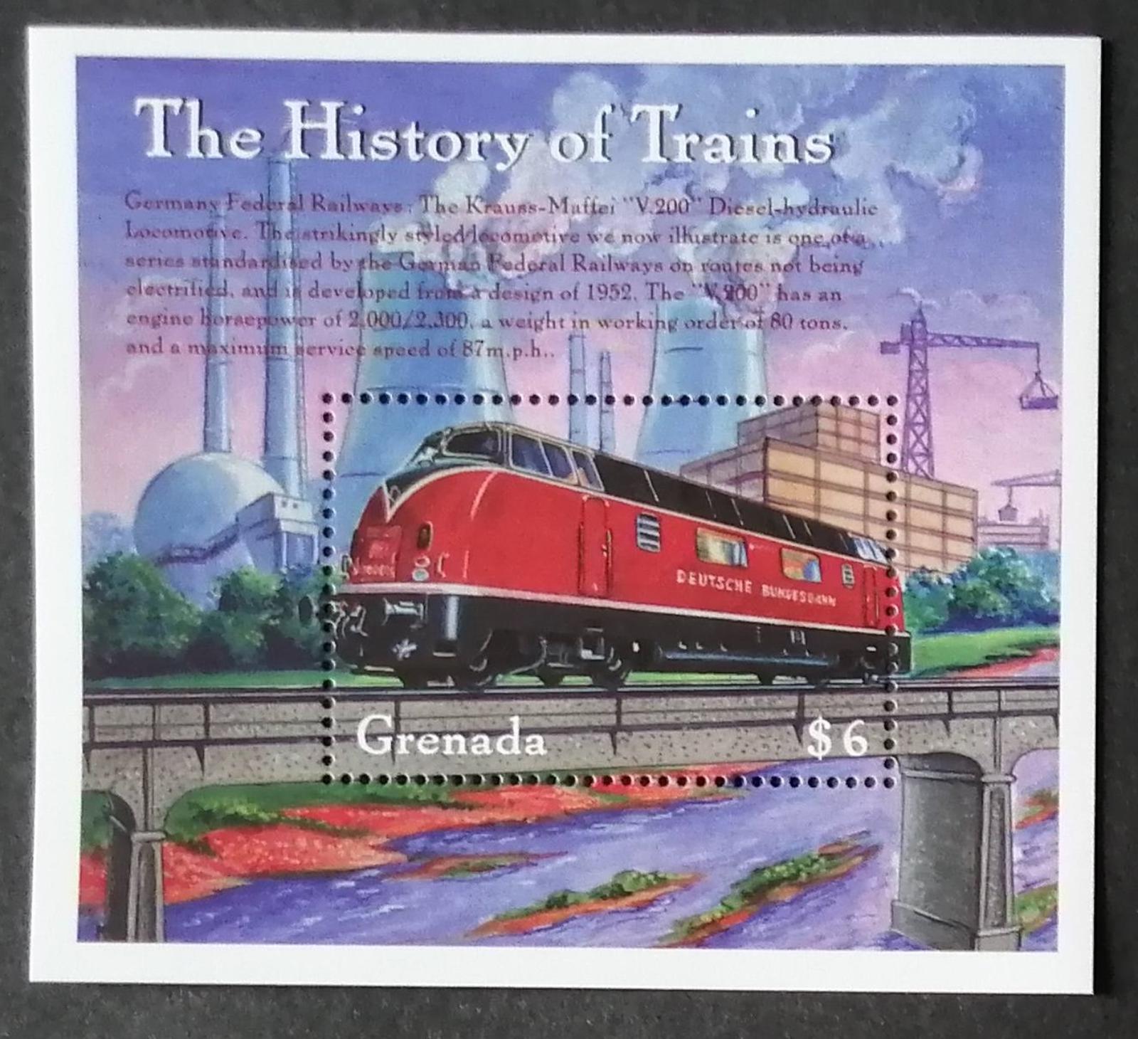 Grenada 2000 Bl.576 7€ Krauss-Maffei V.200, vlaky