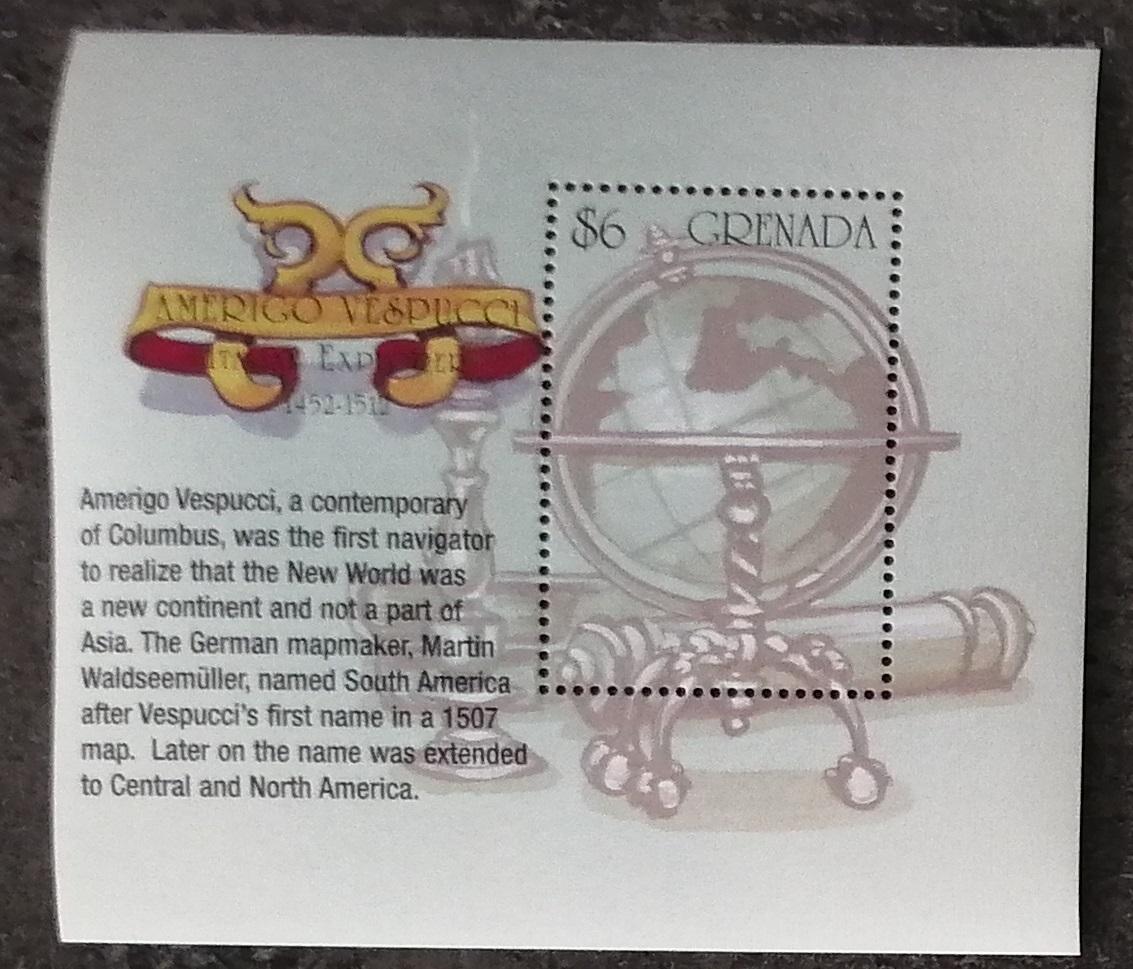 Grenada 2002 Bl.691 6€ 550 let Ameriga Vespucci, Lodě a mapy