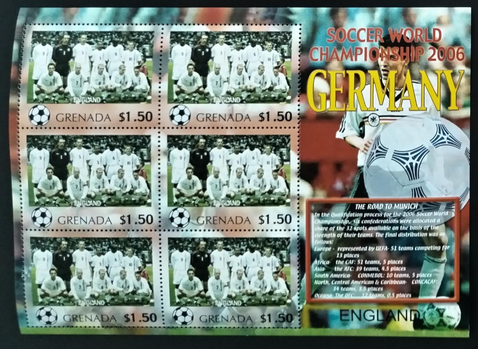 Grenada 2006 7,5€ Fotbalové mistrovství, Sport a týmy: Anglie