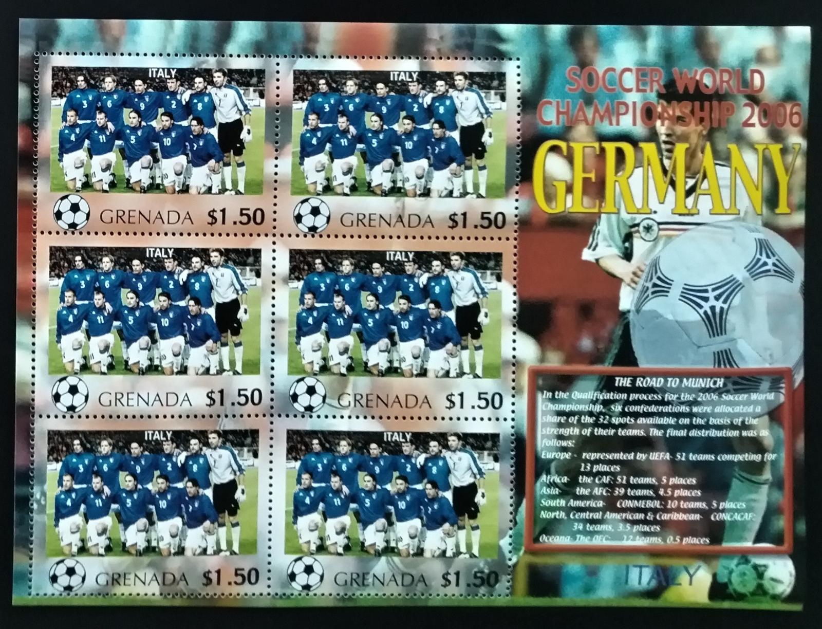 Grenada 2006 7,5€ Fotbalové mistrovství, Sport a týmy: Itálie