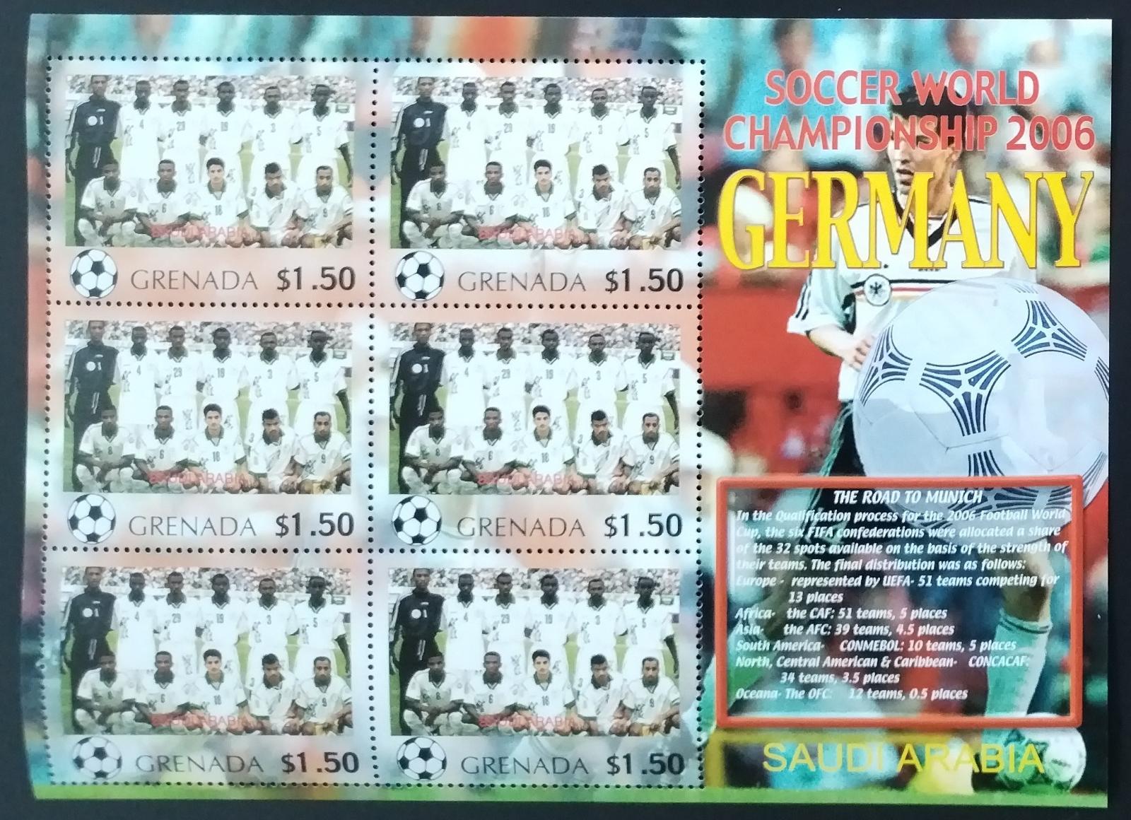 Grenada 2006 7,5€ Fotbalové mistrovství, Sport a týmy: Saudská Arábie