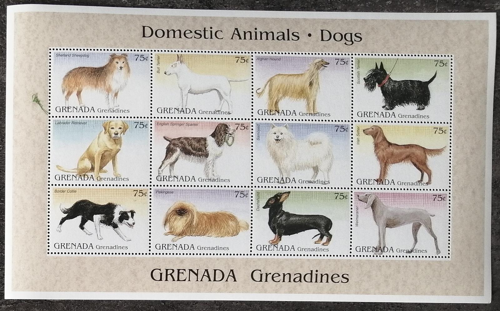 Grenadiny & Grenada 1995 12€ Psi a jejich rasy - Samojed, Teriér,Vlčák