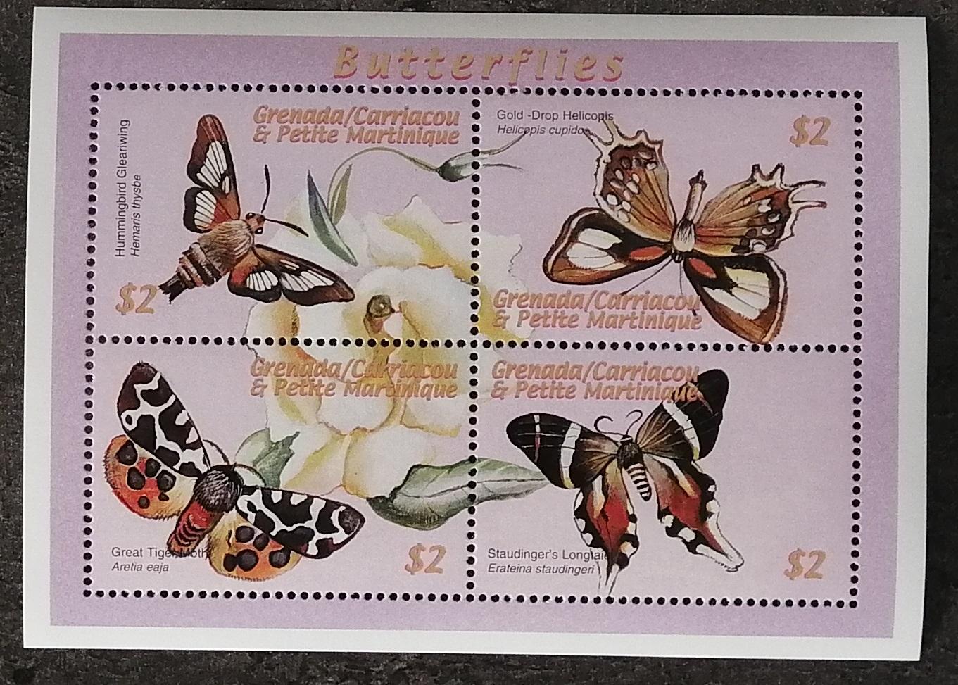 Grenadiny & Grenada 2000 9€ Motýli a okrasný hmyz ostrova