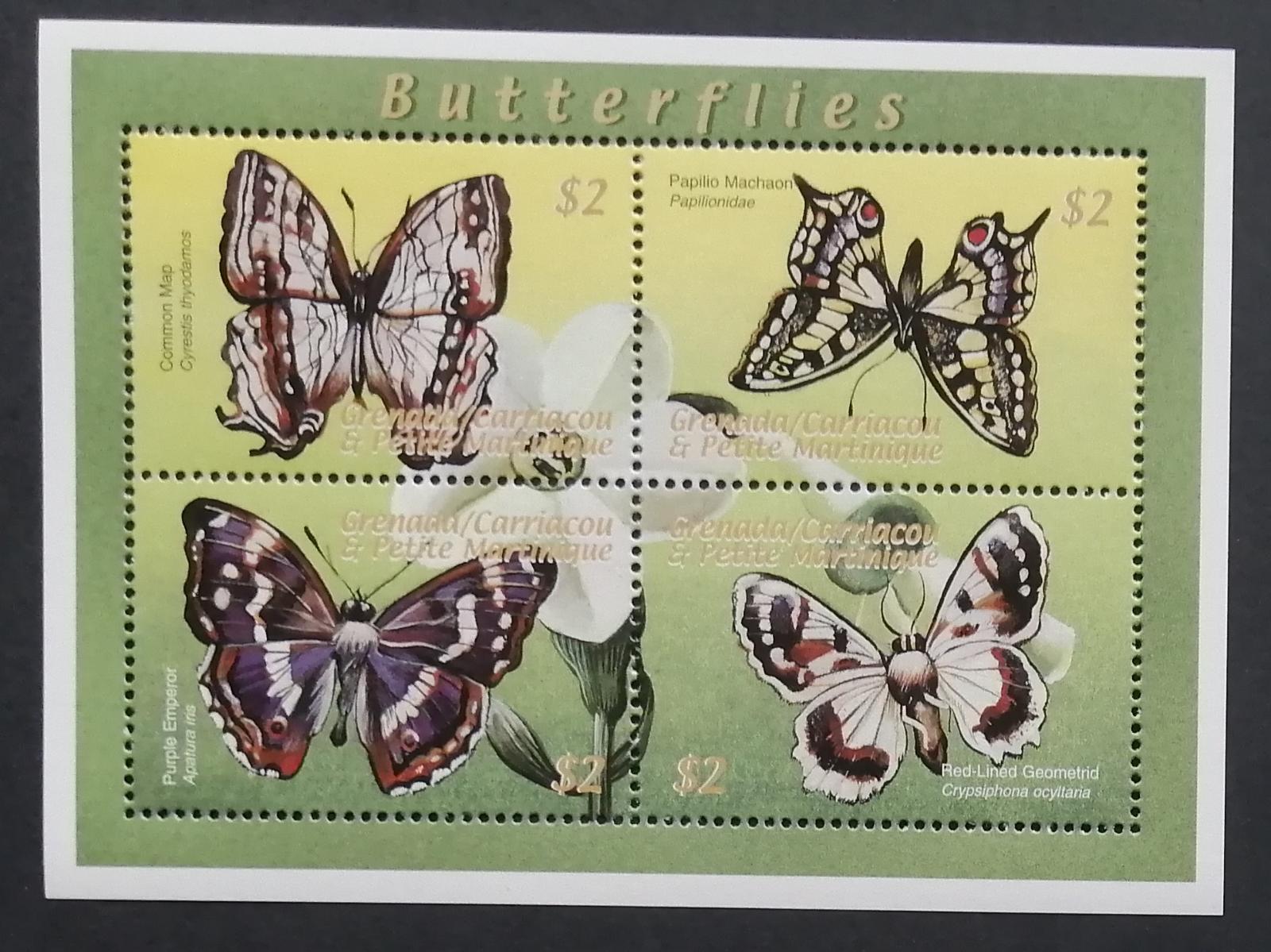 Grenadiny & Grenada 2000 Mi.3231-4 9€ Karibští motýli, hmyz