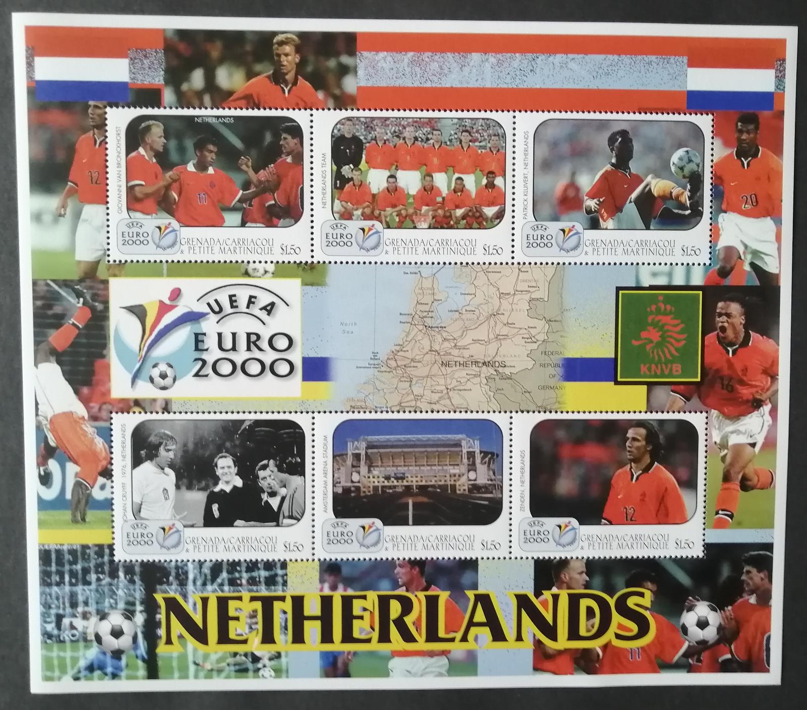 Grenadiny & Grenada 2000 Mi.3333-8 10€ UEFA, fotbal a sport