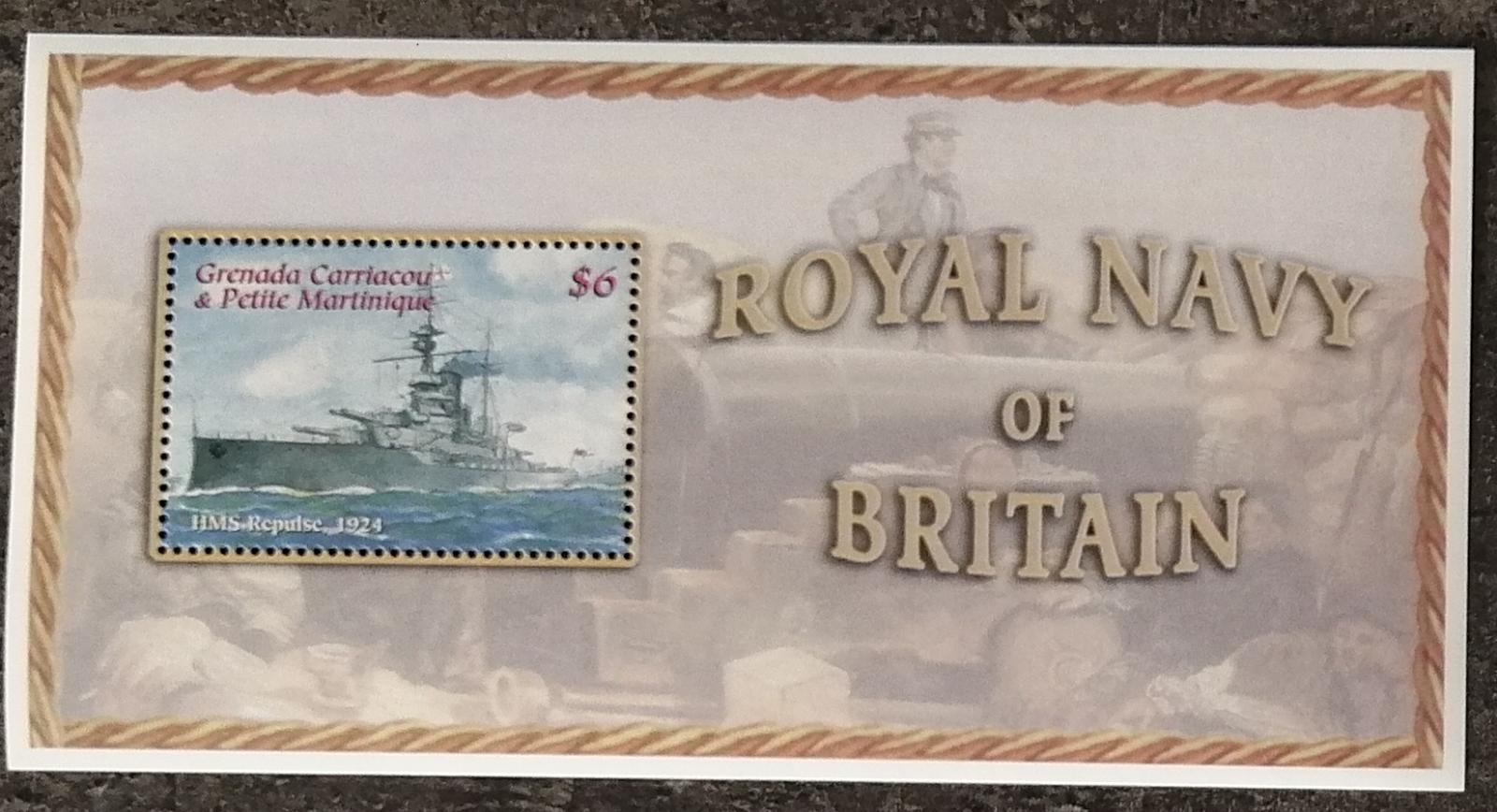 Grenadiny & Grenada 2001 Bl.534 7€ Lodě Royal Navy v umění, HMS Repuls