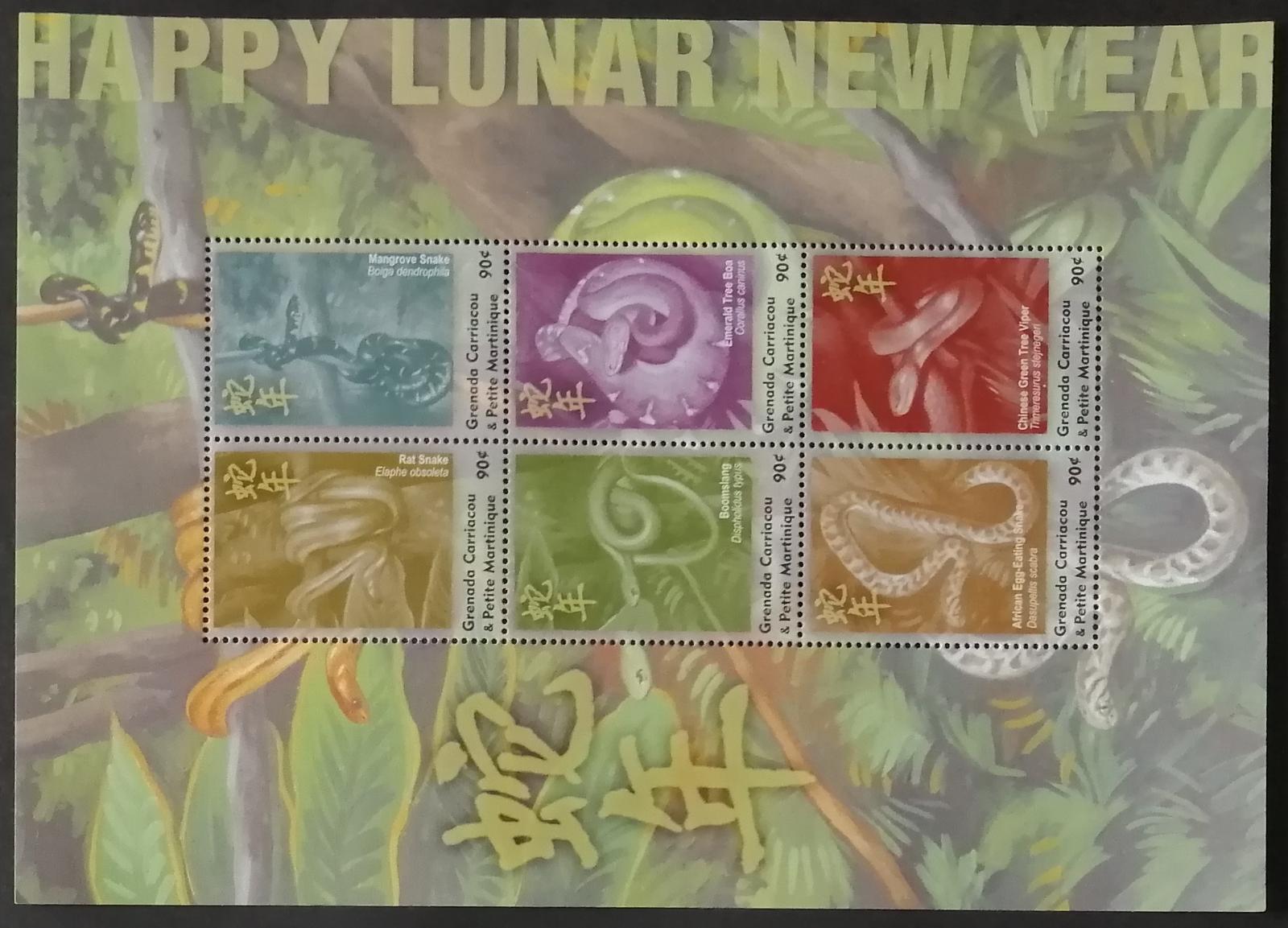 Grenadiny & Grenada 2001 Mi.3437-2 6,5€ Čínský rok hada, plazi