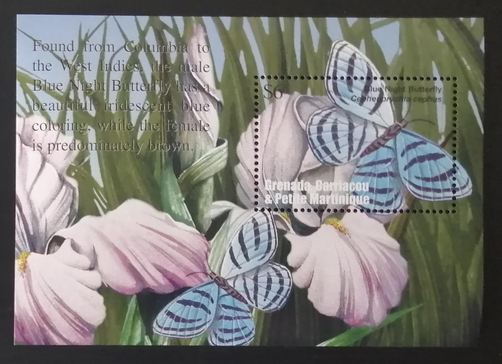 Grenadiny & Grenada 2002 Bl.554 7€ Motýli Karibiku, hmyz a flora
