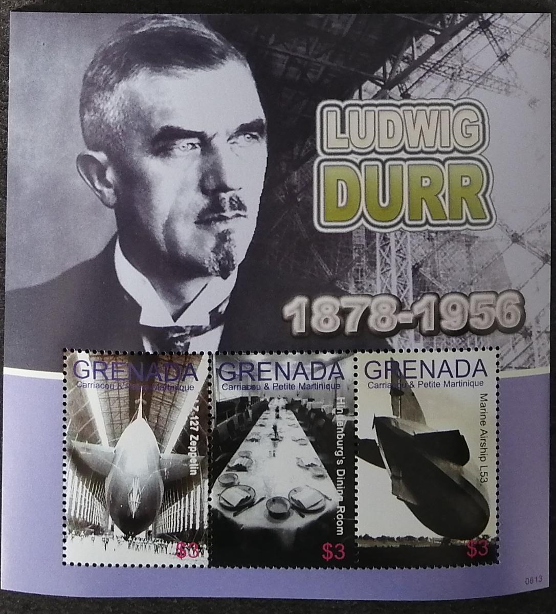 Grenadiny & Grenada 2007 7,5€ Ludwig Durr a jeho vzducholodě