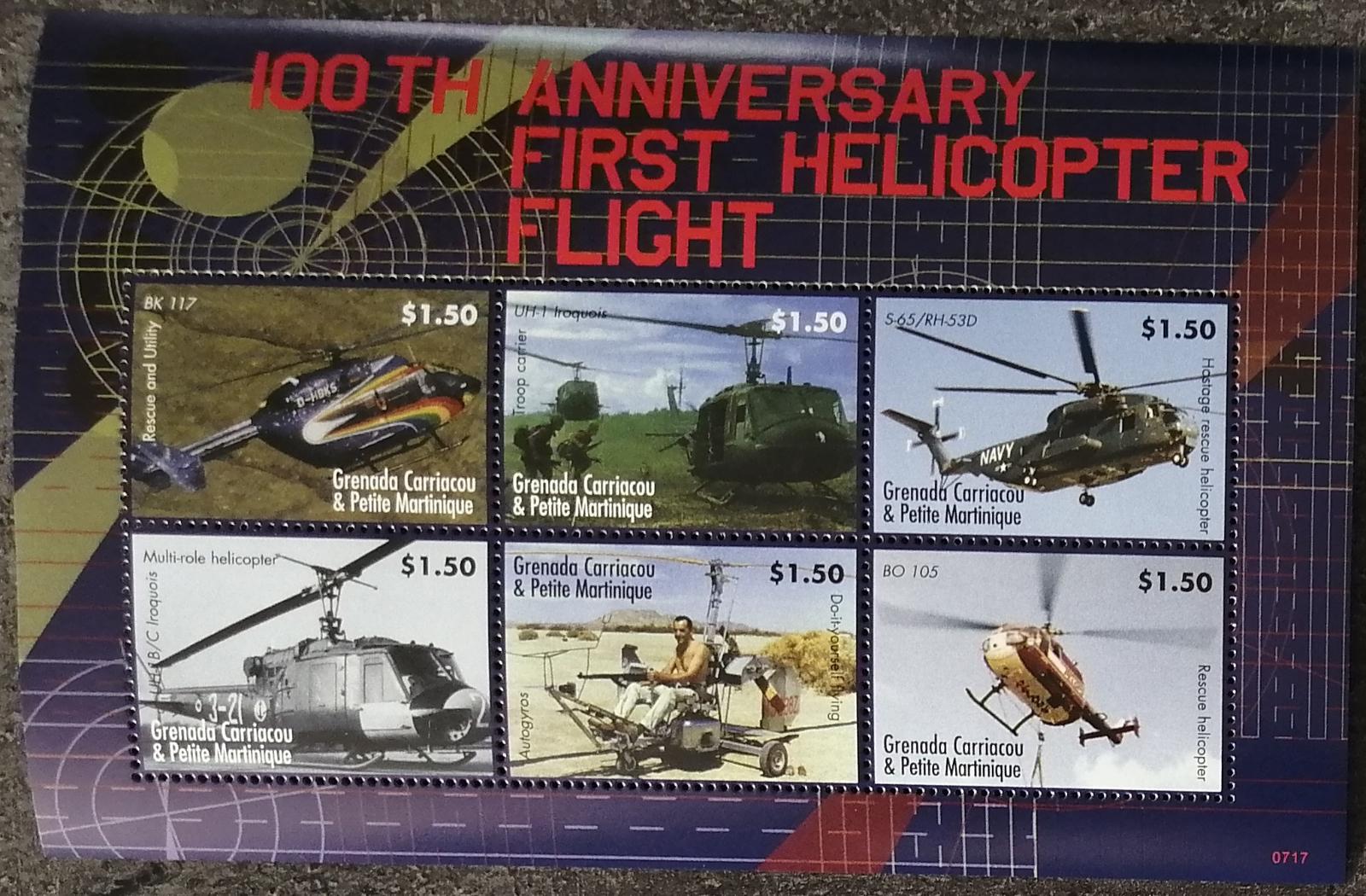 Grenadiny & Grenada 2007 7,5€ Století helikoptér, Letectví a letadla