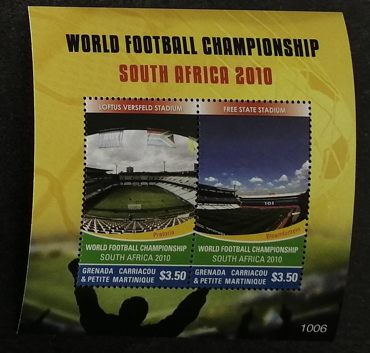 Grenadiny & Grenada 2010 Bl.638 6€ Fotbalové mistrovství JAR, Stadiony