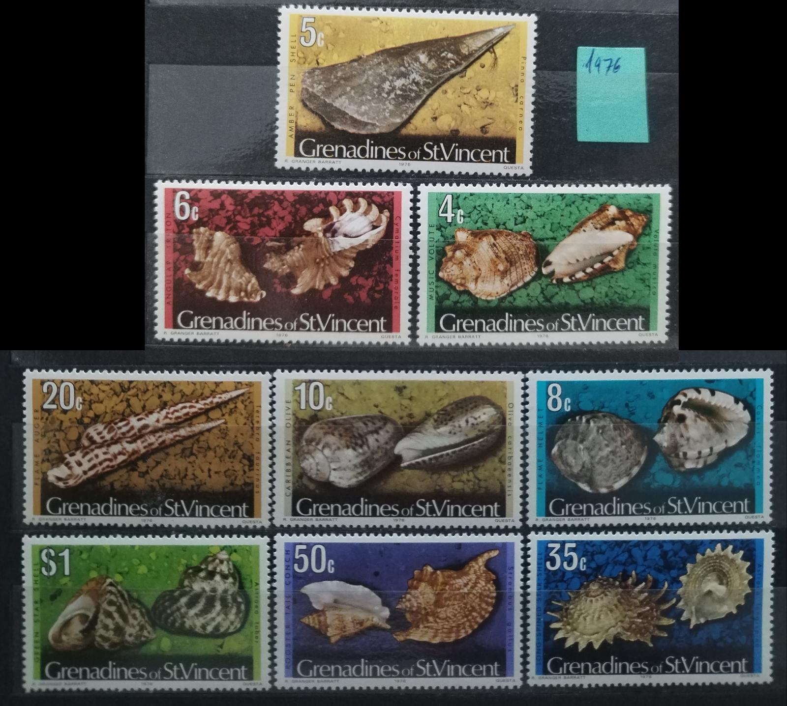 Grenadíny S.V. 1976 Dotisky definitivy - Mušle a škeble daného roku