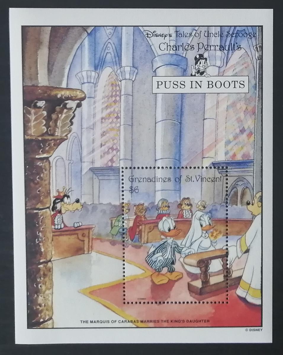 Grenadíny & Sv.V. 1992 Bl.123 7€ DISNEY, pohádky - Kocour v botách