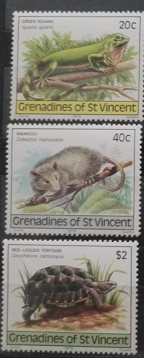 Grenadiny Sv. Vincenta 1979 Ostrovní fauna, Želvy a plazi