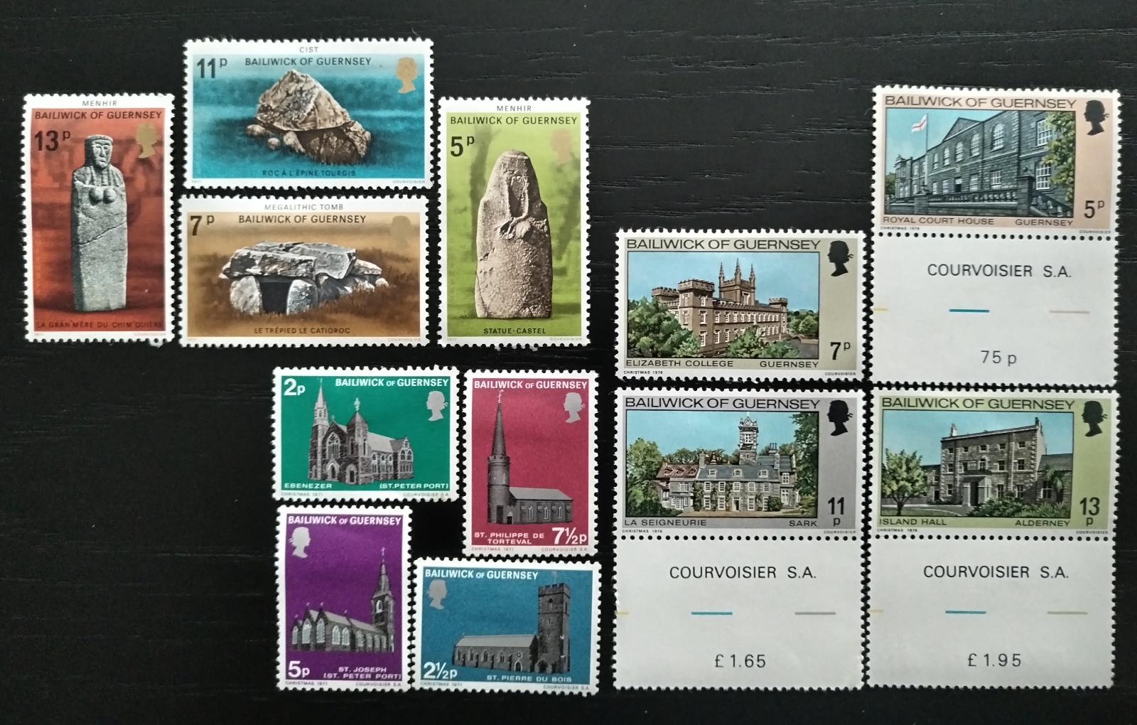 Guernsey 1970´s 3x komplet s tématikou budov a staveb