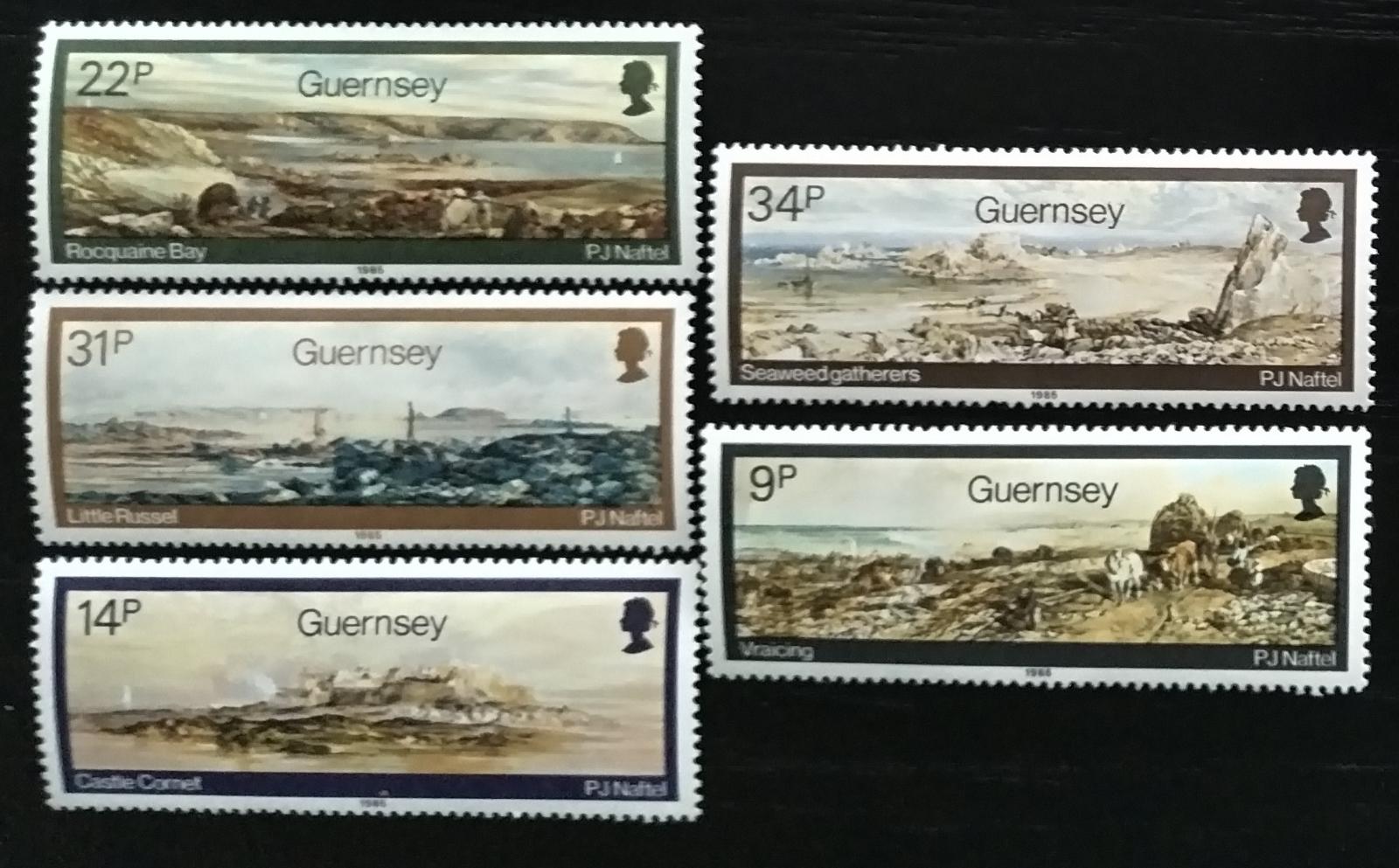 Guernsey 1985 Obrazy a umění ostrovních pláží a panoramat