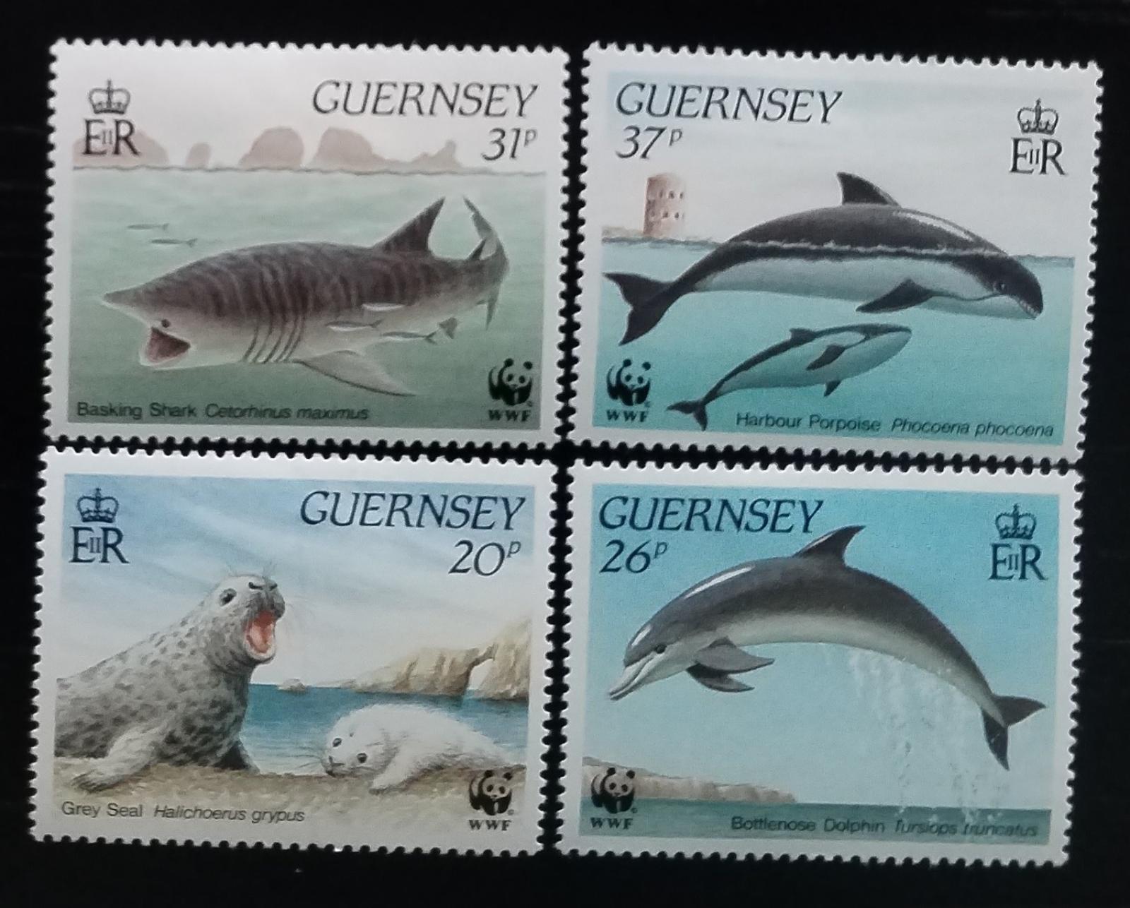 Guernsey 1990 Ochrana přírody, Delfíni a žraloci, Ryby