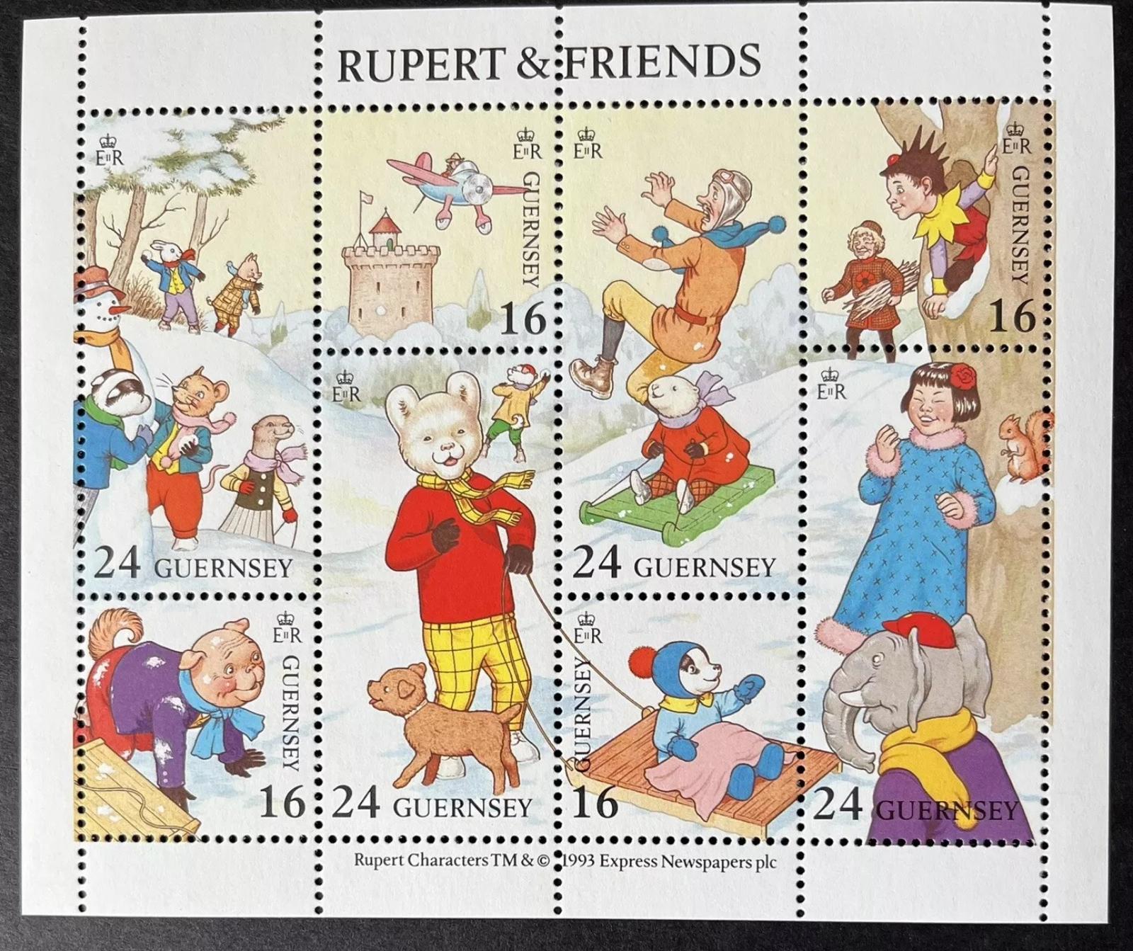 Guernsey 1993 9€ Rupert a jeho zimní radovánky, Pohádky 2x foto