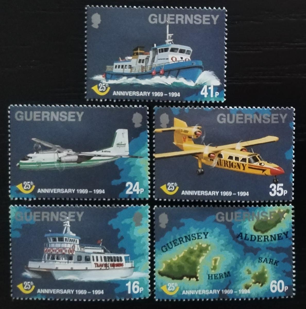 Guernsey 1994 Výročí ostrovní pošty, Lodě a letadla