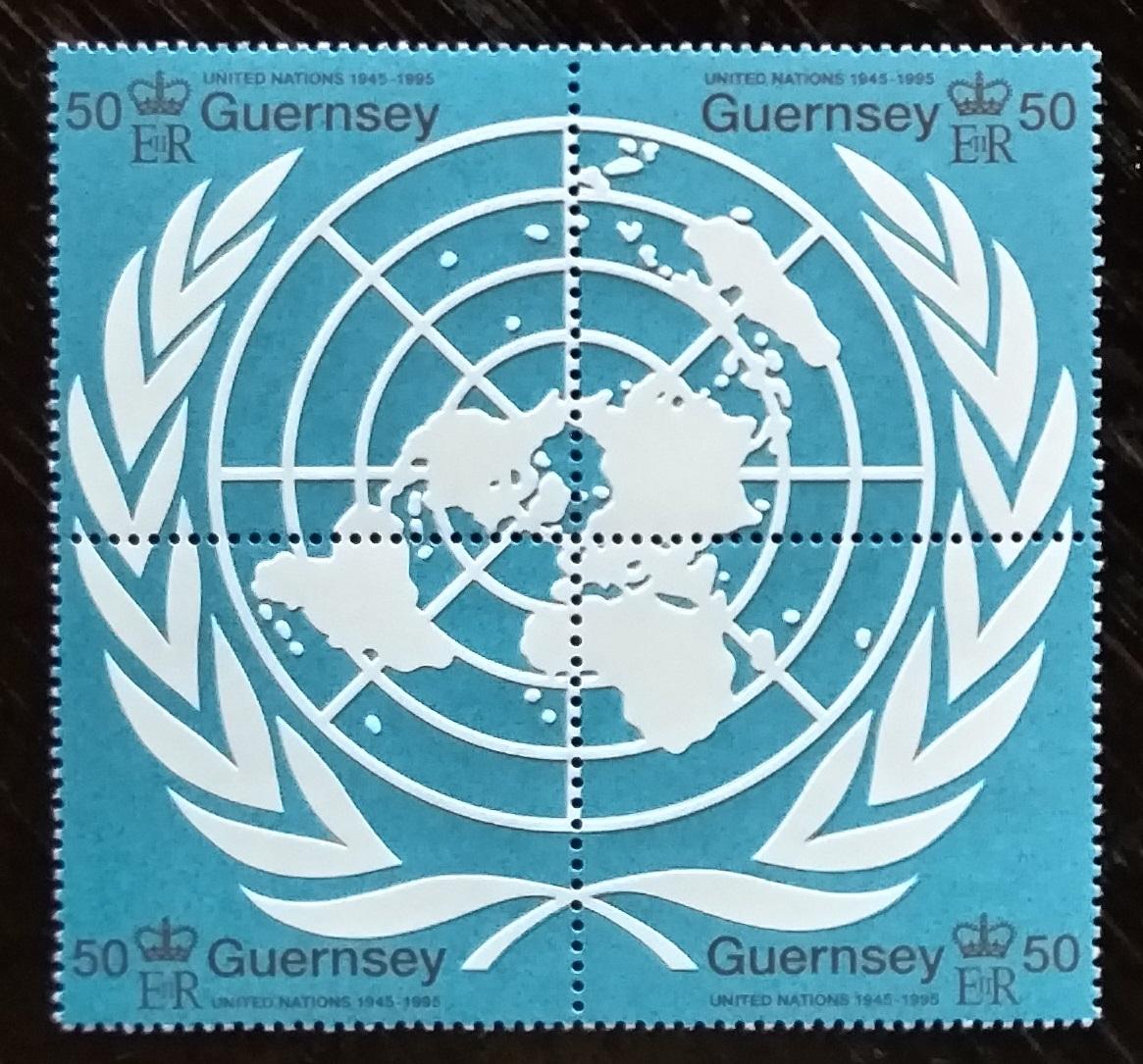 Guernsey 1995 7,5€ Výročí OSN, Organizace a mapy