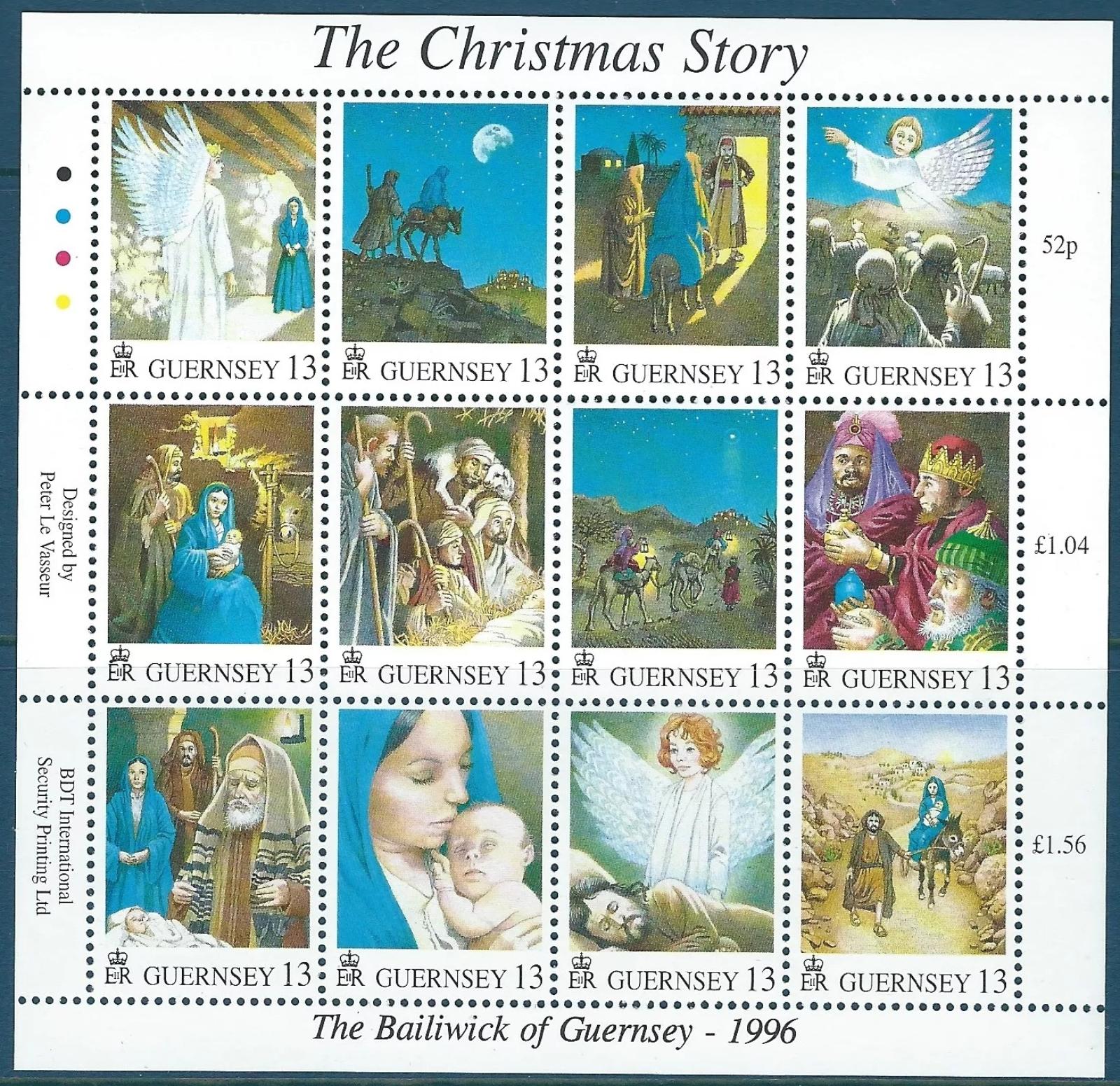 Guernsey 1996 8€ Vánoce a Marie a Ježíšek, Betlémy a narození Krista