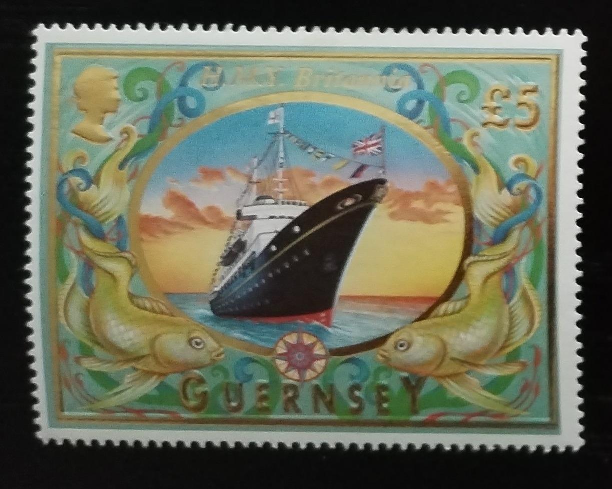 Guernsey 1998# 18€ Dotisk definitivy lodě - Královská jachta Britannia